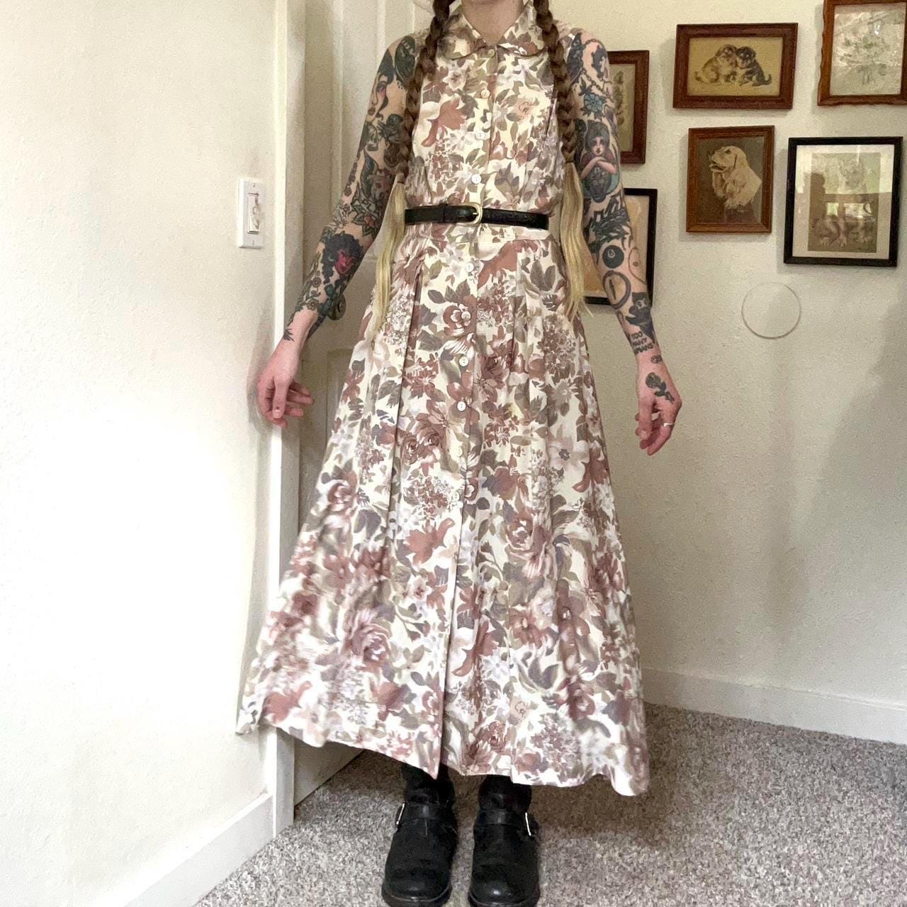 blue dress for baby girl Vintage 90s Grunge Boho mini floral button maxi dress main image 1