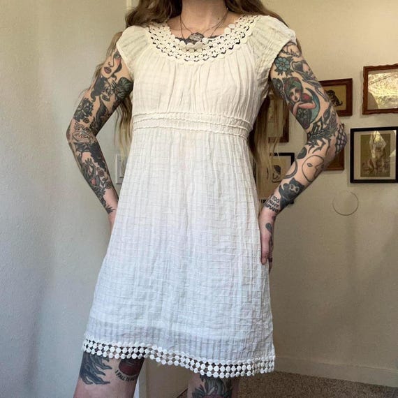 Y2K Crochet Trim Gauzey Cotton Midi Dress by Max Studio - Etsy Y2K Crochet Trim Gauzey Cotton Midi Dress by Max Studio - Etsy