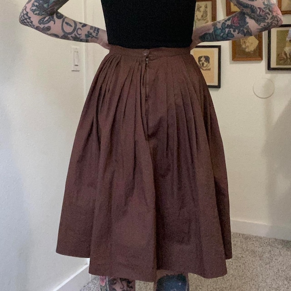 50s vintage handmade brown cotton circle skirt - image 3