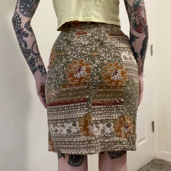 Vintage cotton patchwork earth tone mini skirt - image 10