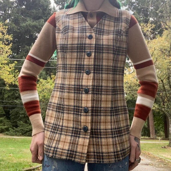 60’s 70’s vintage Young Pendleton plaid wool vest - image 4