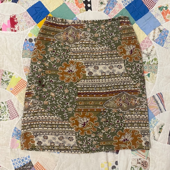 Vintage cotton patchwork earth tone mini skirt - image 9