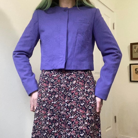 80s vintage Pendleton lavender virgin wool croppe… - image 1