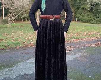 90s vintage floral lace and black velvet midi dress by Dressing Clio