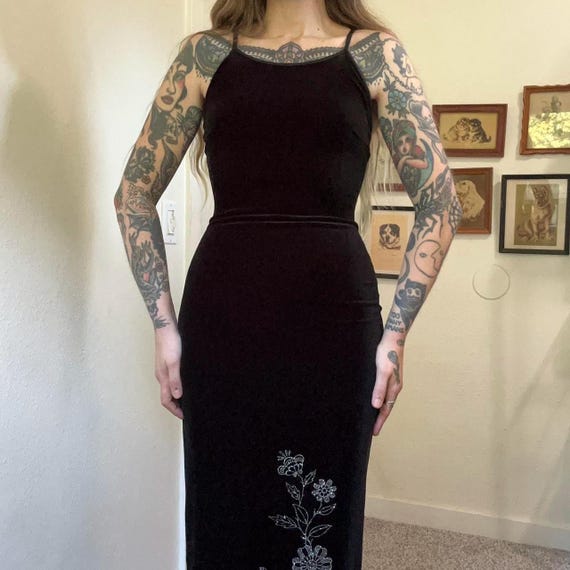 floral velvet bodycon dress Crimson Cut main image 1