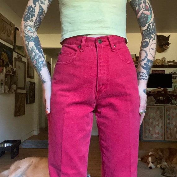 80’s 90’s vintage cherry red high waist jeans by … - image 2