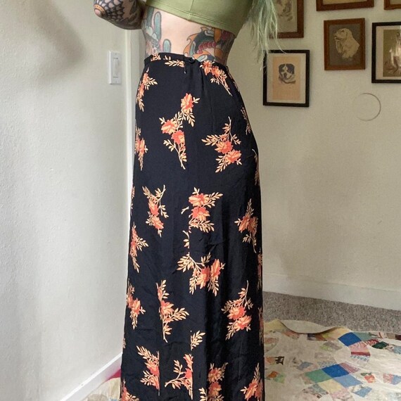 90s vintage Laura Ashley black floral maxi skirt - image 6