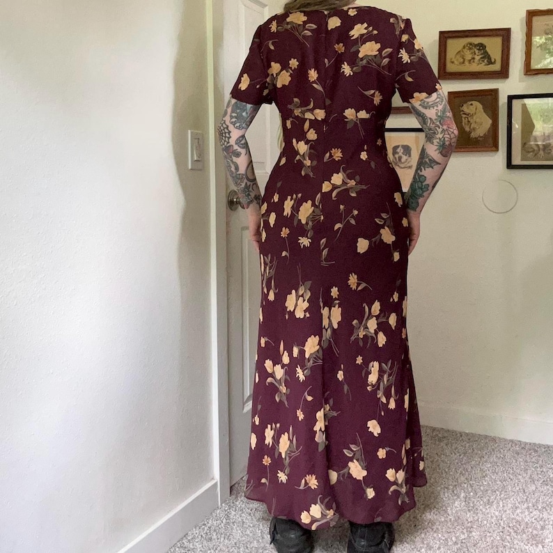 90s Vintage Purple Floral Babydoll Maxi Dress - Etsy