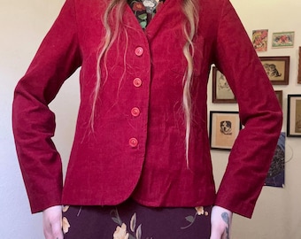 70s vintage red lightweight corduroy jacket