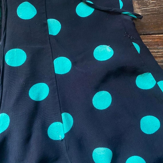 80’s 90’s vintage black and turquoise polka dot m… - image 8