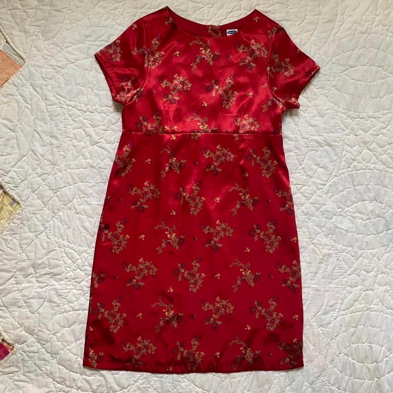 Vintage silky red ditsy floral print babydoll min… - image 8