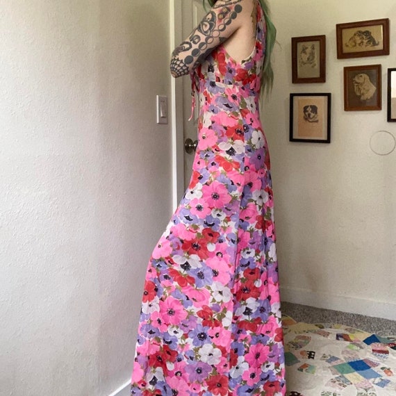 50s 60s vintage spring floral maxi slip dress - image 5