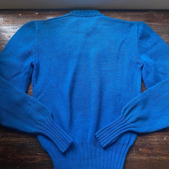 1930s vintage hand knit blue ‘ACL’ embroidered sw… - image 8