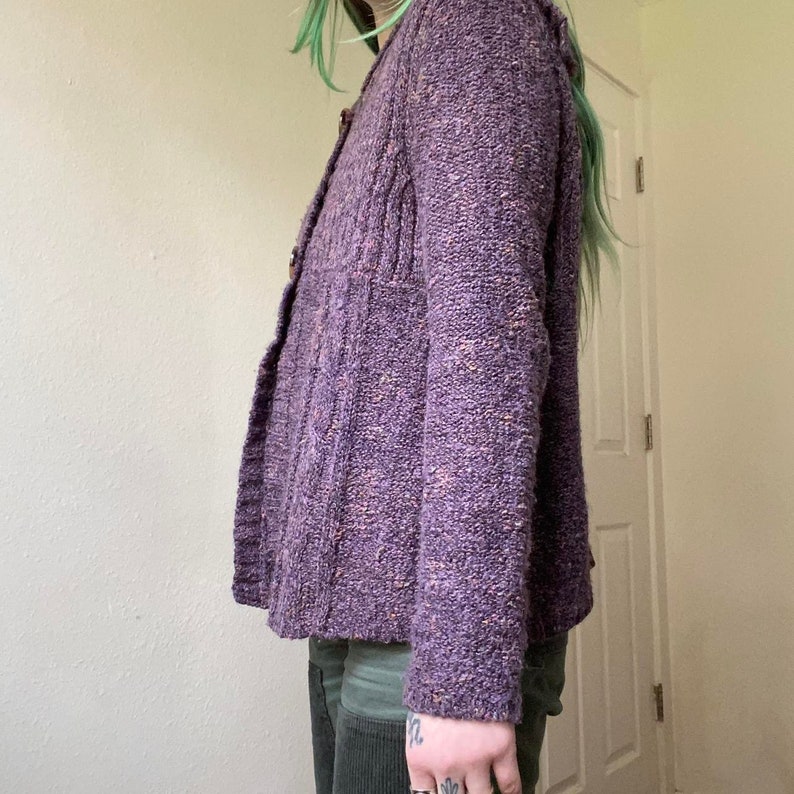 Y2K Purple Sailor Collar Cardigan Sweater With Rainbow Specks Throughout Knitting by Charter