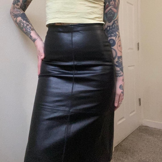 Y2K black leather midi skirt by Old Navy Collecti… - image 5