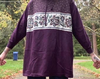 80’s 90’s vintage floral purple hoodie by ‘Fashion Focus’ by Forsyth