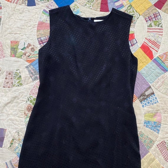 90s vintage navy blue abstract polka dot silk mid… - image 8