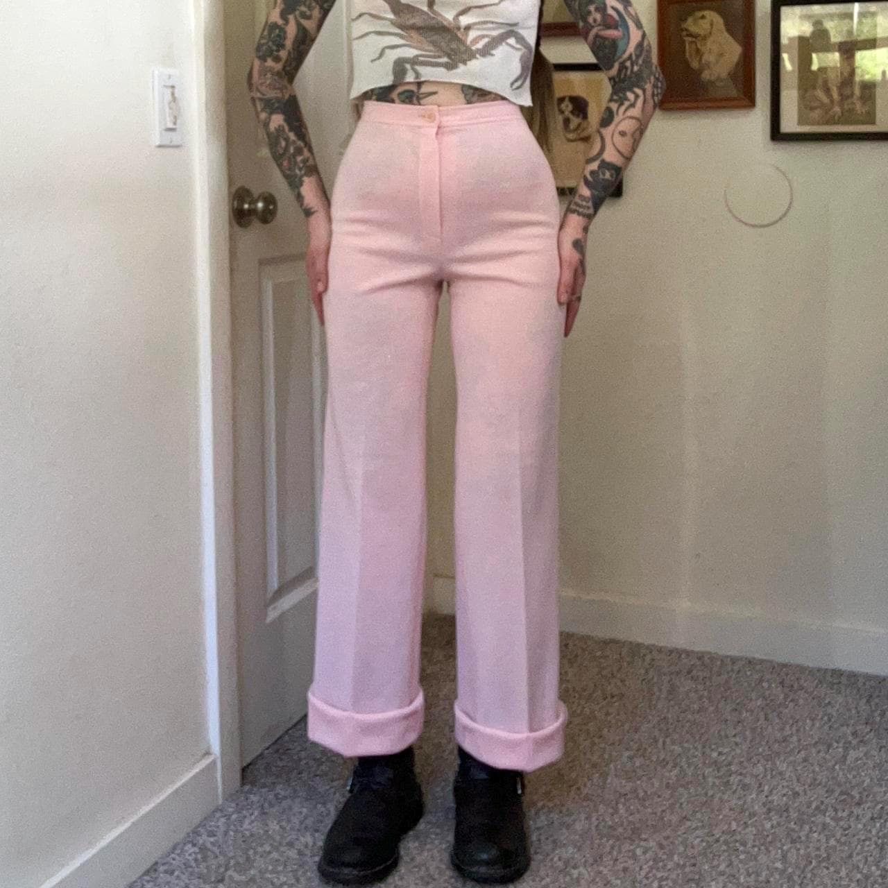Vintage 70s Wide Leg Pink Pants - Etsy