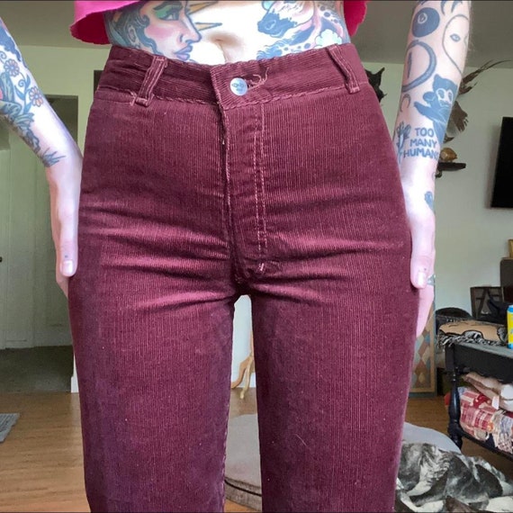 70’s vintage burgundy dead stock corduroy jeans b… - image 2