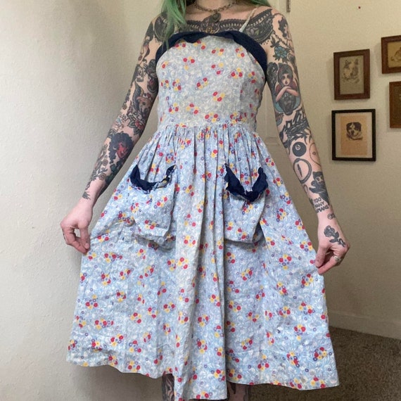 vintage antique feedsack 40s american handmade Dress