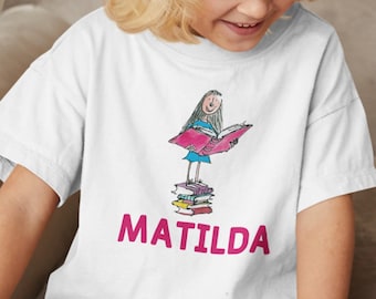 Koszulka Matilda, Koszulka dla dzieci z okazji Dnia Książki, Prezent dla miłośników książek Matilda, Zabawna koszulka dla dziewcząt z okazji Dnia Książki 2024, Koszulki z motywem Matilda z okazji Dnia Książki w Szkole