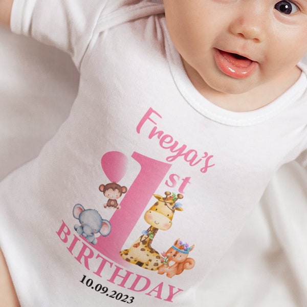 Girls First Birthday Baby Bodysuit, 1st Birthday Baby Sleepsuit - 1st Birthday Baby Grow, Girls 1st Birthday Baby Vest, Girls Birthday Gifts