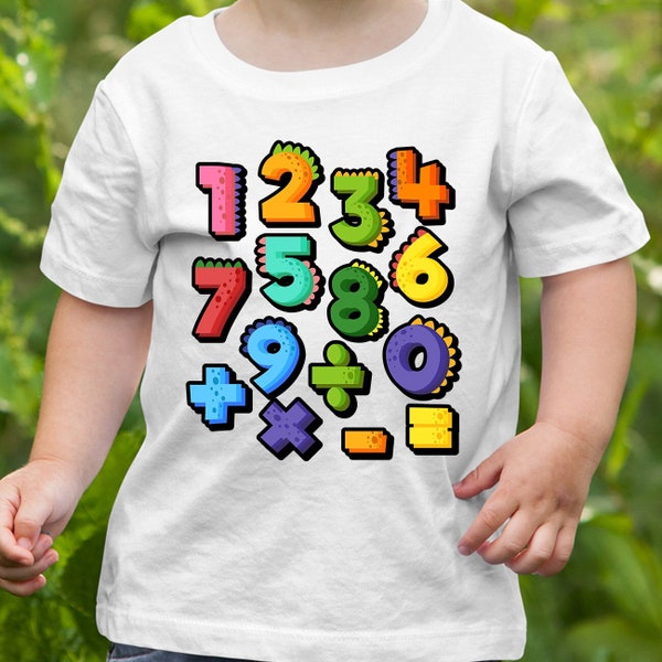 Kids Math Day T-shirt - Jongens Nummer Math Day Shirt, Meisjes Nummer Math Day Shirt, Dinosaur Thema Childs Math Symbol School Party Shirts