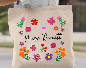 Personalised Teacher Tote Bag, School Leaving Gift, Custom Name Teacher Tote Bag, Teacher Appreciation Gift, 2024 Teacher Thank You ToteBag