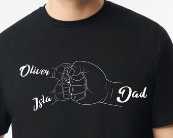 Personalized Dad T Shirt, Papa Shirt With Kids Name, Custom Grandpa Tee Shirt Kids Grab Papa Hands, ustom Kid names Gift for Daddy Papa