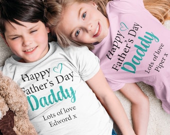 Happy Father's Day Daddy T Shirt, Personalised Fathers Day Kids Shirt, Kids Fathers Day Daddy Custom Tshirt, Personalised Fathers Day Tops