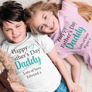 Happy Father&#39;s Day Daddy T Shirt, Personalised Fathers Day Kids Shirt, Kids Fathers Day Daddy Custom Tshirt, Personalised Fathers Day Tops