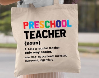 Preschool Teacher Tote Bag Teacher Gift Teacher Appreciation Thank You Gift Nursery Tote Bag Pre School Teacher Gift Canvas Tote Bag