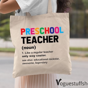 Bolsa de mano para maestra de preescolar, regalo para maestra, regalo de agradecimiento para maestra, bolsa de mano para guardería, regalo para maestra de preescolar, bolsa de mano de lona