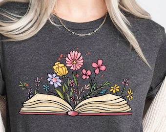 Wildflowers Book Shirt, Teacher Wildflower Shirt, Book Lovers T-shirt, Bookish Book Sellers Gift For Teachers Readers Shirt, Flower Shirts