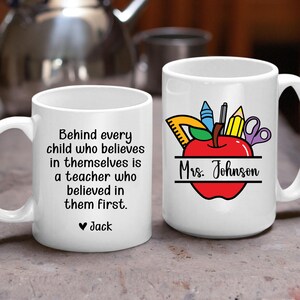 Teacher Mug, Personalized Teacher Thank You Gift Mug, End of School Year Tumbler, Teacher Appreciation Week Gifts Mug