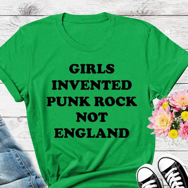 Las niñas inventaron el punk rock, no Inglaterra, Kim Gordon usado por la camiseta, camisa feminista, camisa de música, camisa punk rock, camisa de niñas, camisa de Inglaterra, regalo