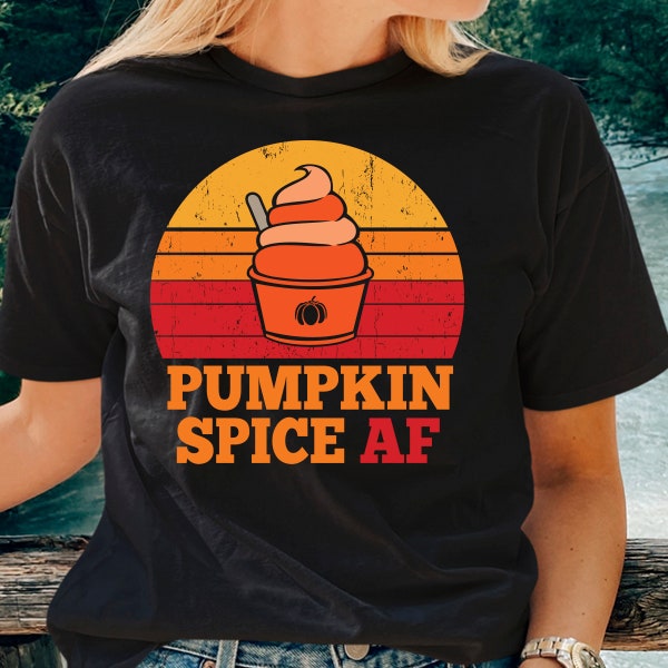 Camisa Pumpkin Spice Af, lindo disfraz de Halloween, camisa amante del café, camisa amante de las especias de calabaza, regalo de Acción de Gracias, camisas de café retro de otoño