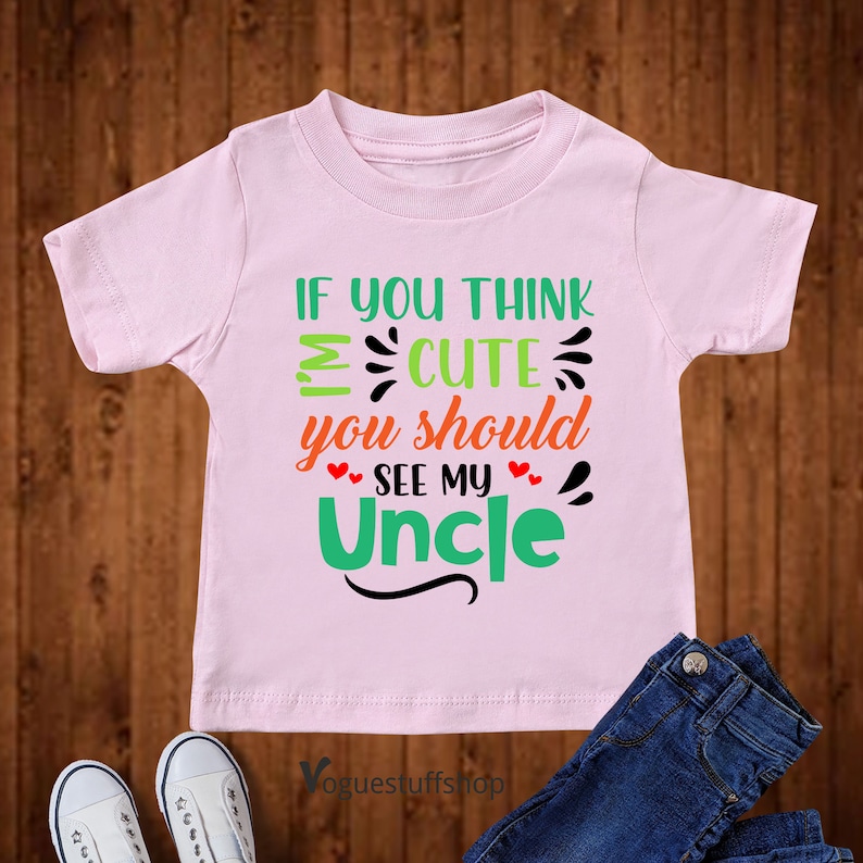 Funny Baby Bodysuit If You Think I'm Cute See My Uncle Babygrow Niece Nephew - Foto 9