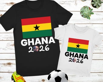 Camiseta de Gana para a Copa do Mundo de 2026, para torcedores de futebol, com estrelas pretas, presente para amantes do futebol ganês, roupas para homens, mulheres e crianças, vestuário para torcedores de futebol.
