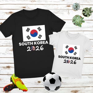 T-Shirt Corée Du Sud - Drapeau South Korea, Noir 100% Coton, Marque B&C