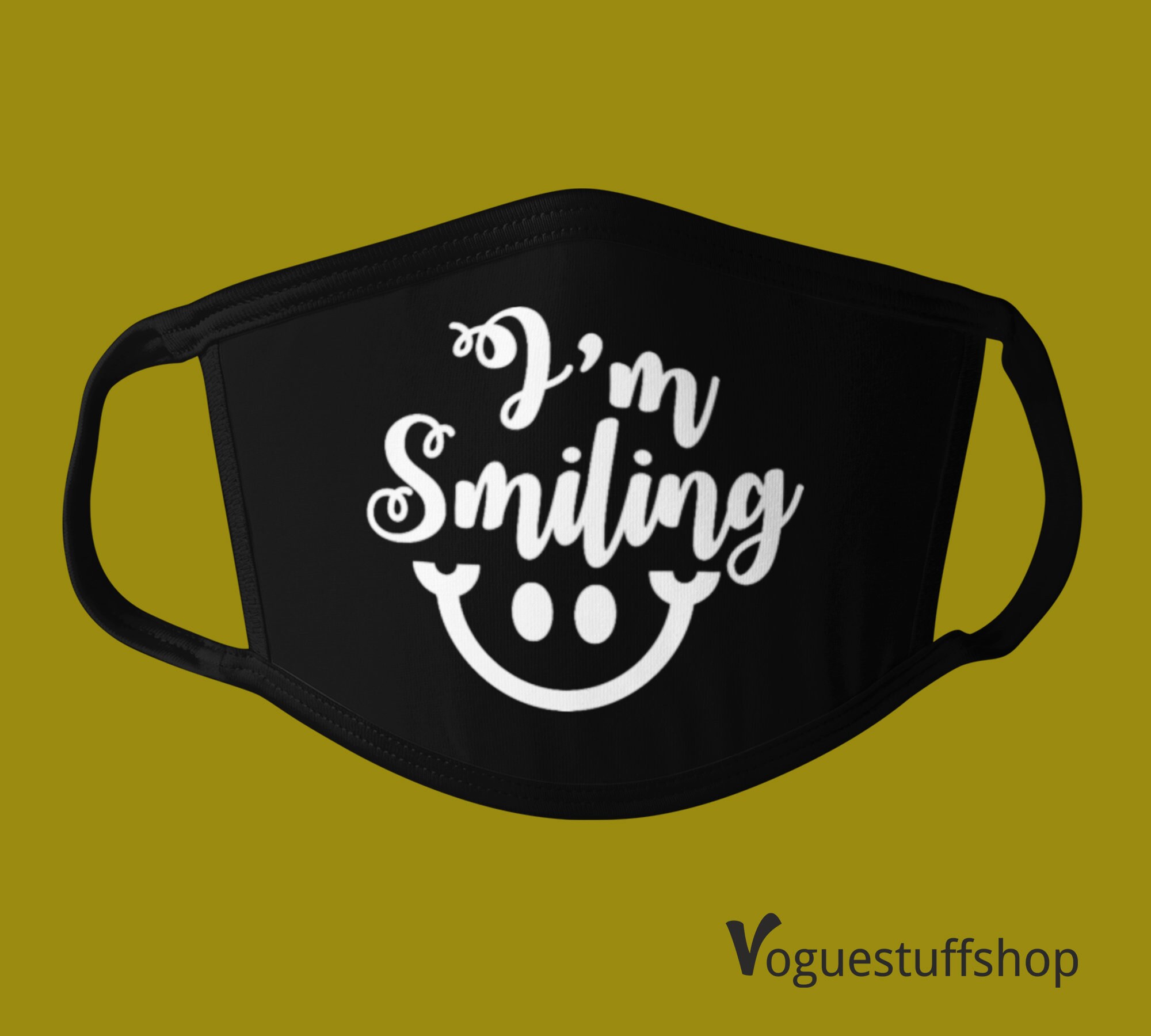 I'm Smiling Face Mask Cover Smiling Face Mask Funny Face Etsy