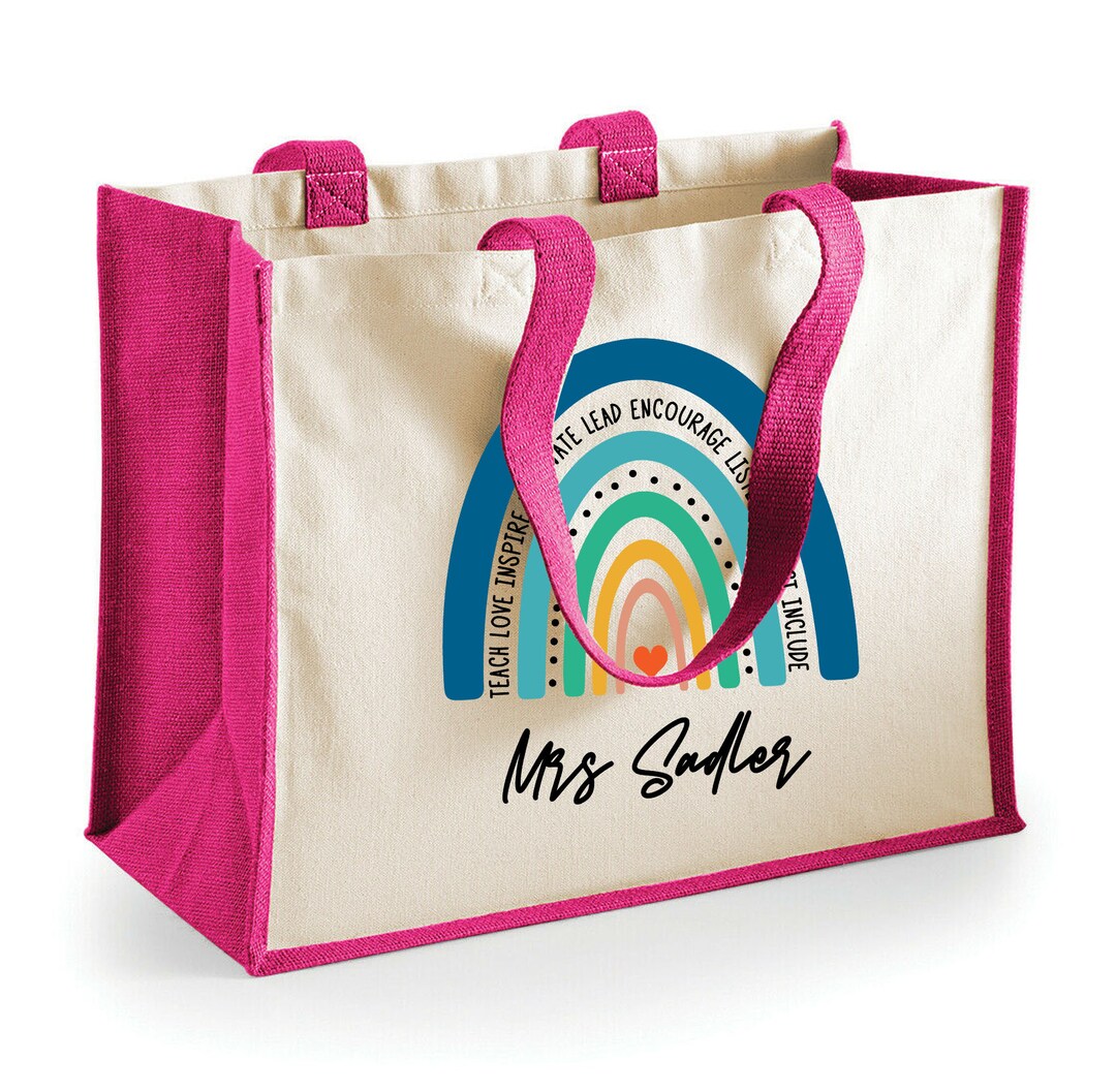 Custom Teacher Jute Bag Teacher Appreciation Gift Personalize Teacher ...