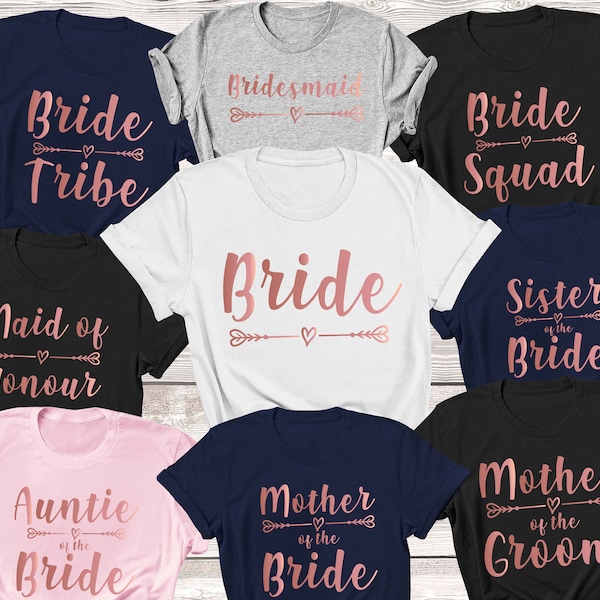 Wedding Party T Shirts Bride Shirt Bride tribe Shirt Bride Squad Shirt Mother Of The Bride Shirt Sister Auntie Bride Maid Of Honour Shirts