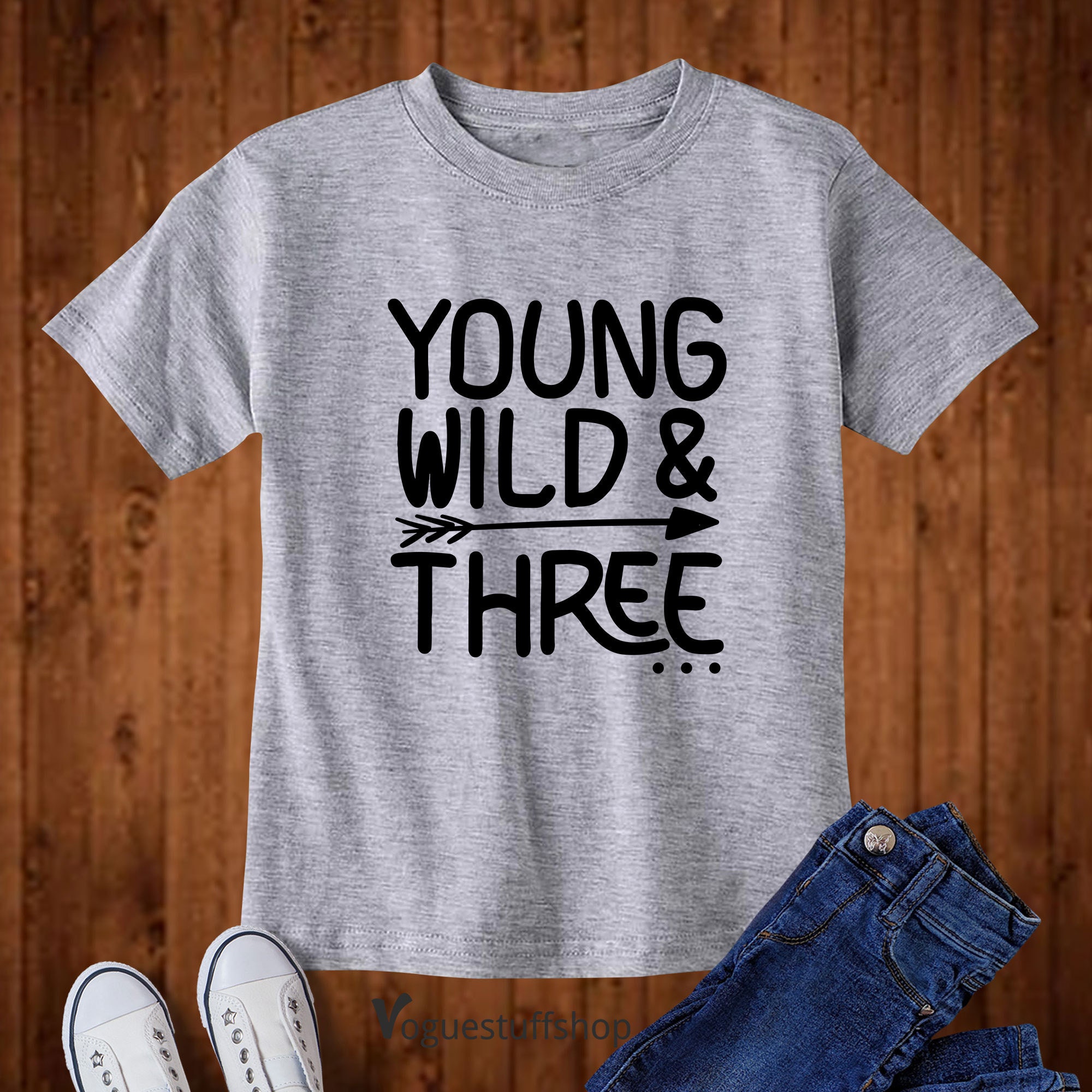 Young Wild And Three Birthday Shirt For Toddler Girls In Pink And Purp