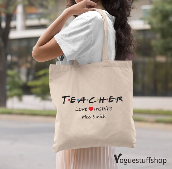 Teacher Stuff Bag Teacher Love Inspire Personalized Name Tote Bag Custom Teacher Tote Bag 2024 School Leaving Gift for Teacher Appreciation Etsy Canada
