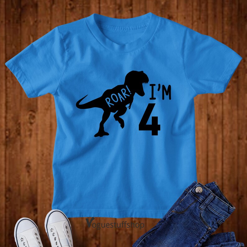 I'm 4 Roar Birthday Shirt Dinosaur Birthday Shirt 4th Birthday Shirt Four Year Birthday Shirt 4th Birthday Gift For Toddler Boys Birthday