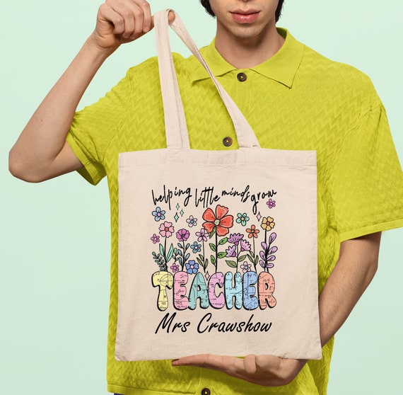 Helping Little Minds Grow Teacher Tote Bag Customizable Teacher Tote Bag Teacher Appreciation Gift Teachers Gift Personalized Teacher Etsy UK