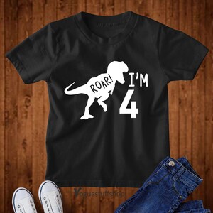 I'm 4 Roar Birthday Shirt Dinosaur Birthday Shirt 4th Birthday Shirt Four Year Birthday Shirt 4th Birthday Gift For Toddler Boys Birthday