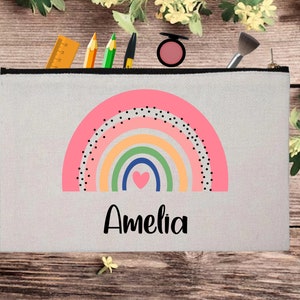 Pencil Case Back To School Pencil Bag, Custom Name Pencil Case, Personalised School Supplies Pencil Pouch, Rainbow Makeup Bag Birthday Gifts