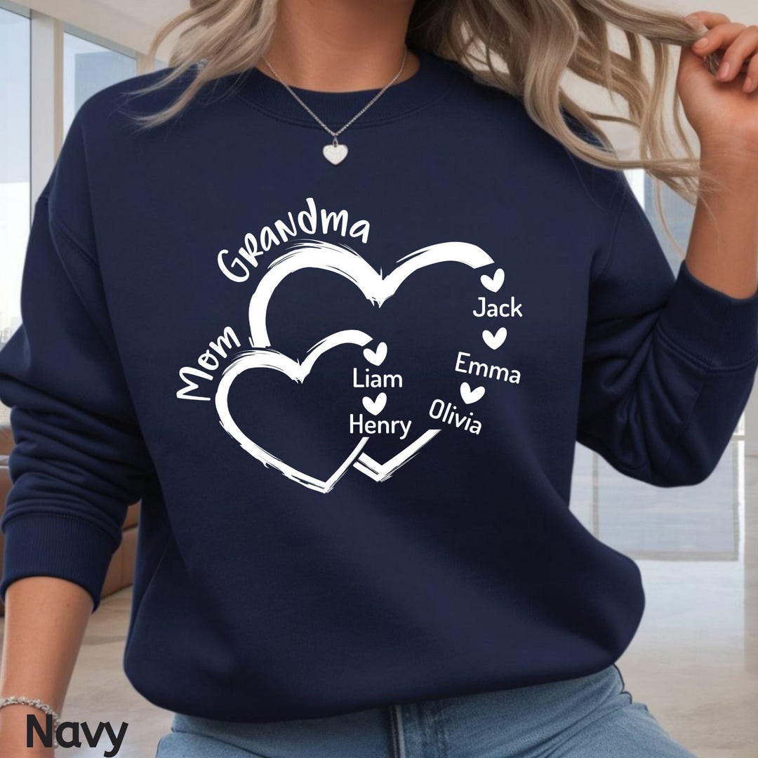 Custom Mom Grandma Heart Shirt Personalized Mother’s Day Gift Kids Name ...